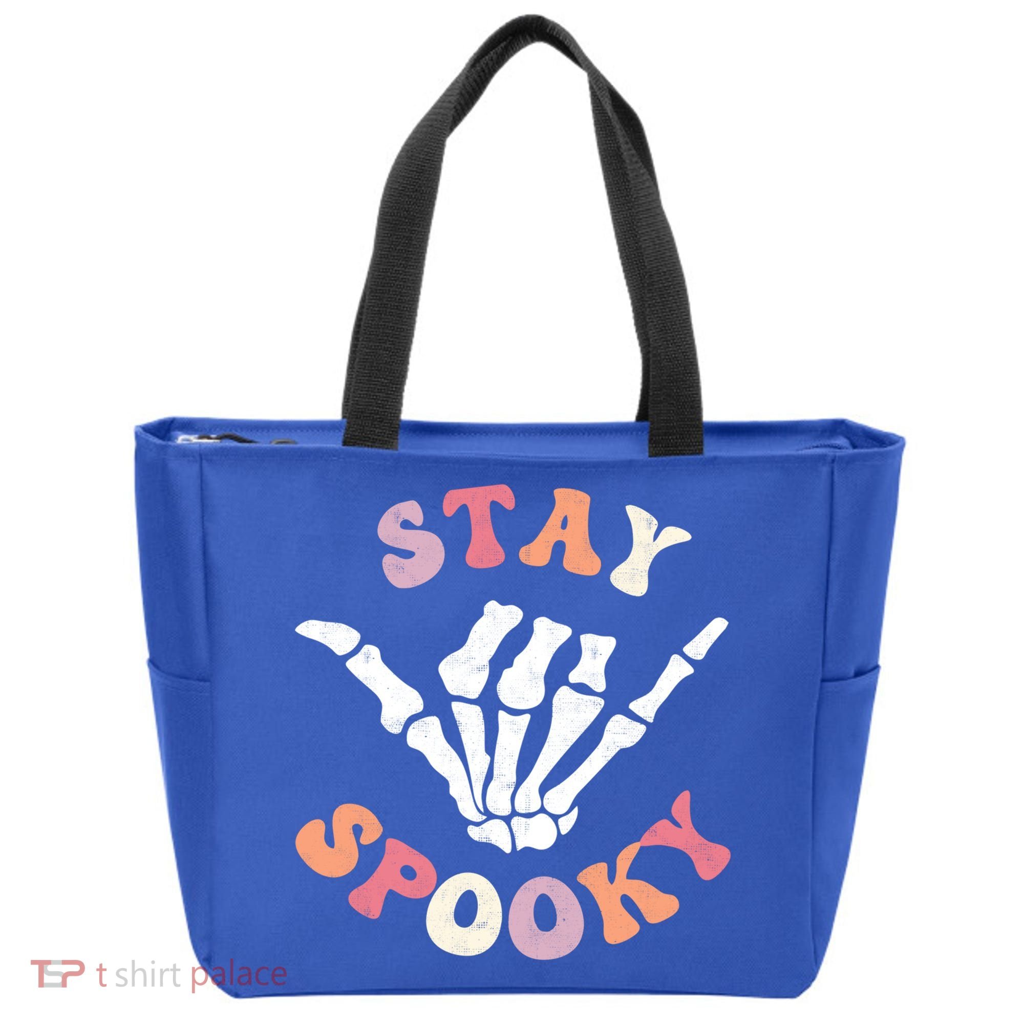 Stay Spooky Season Groovy Retro Halloween Skeleton Hand Great Gift Tote Bag