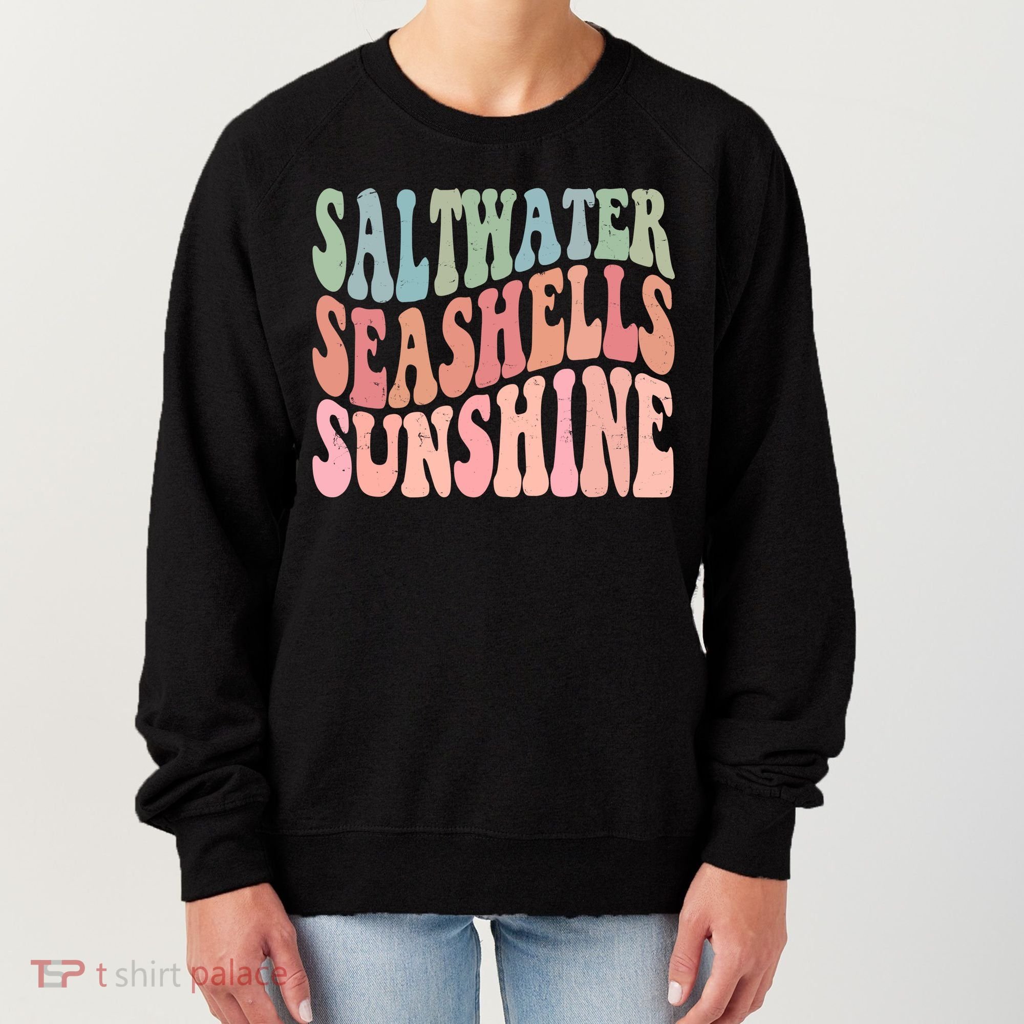 Saltwater Seashells Sunshine Retro Groovy Summer Women's Sweatshirt