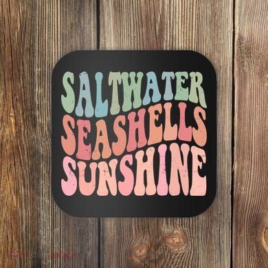 Saltwater Seashells Sunshine Retro Groovy Summer Coaster