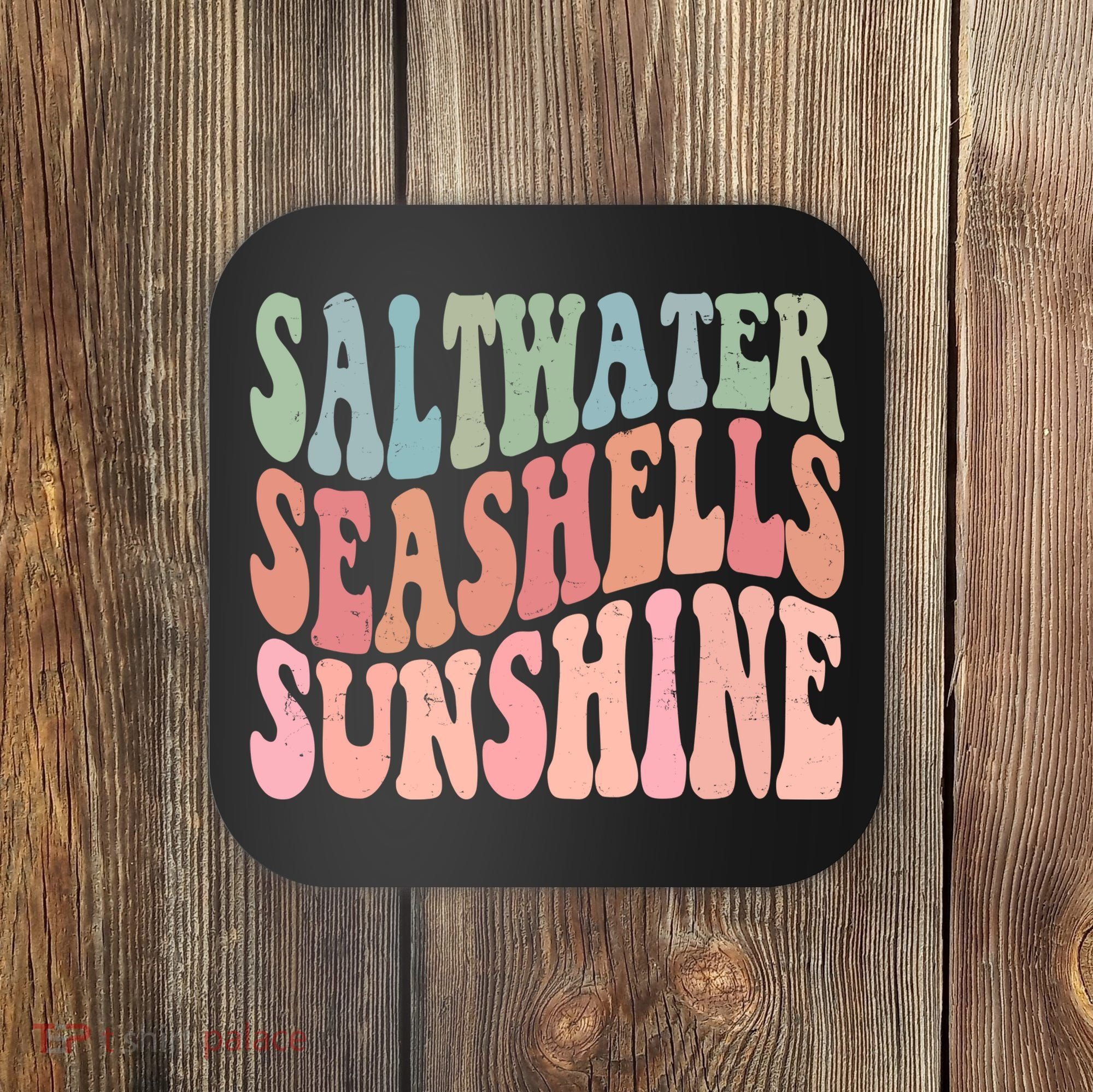 Saltwater Seashells Sunshine Retro Groovy Summer Coaster