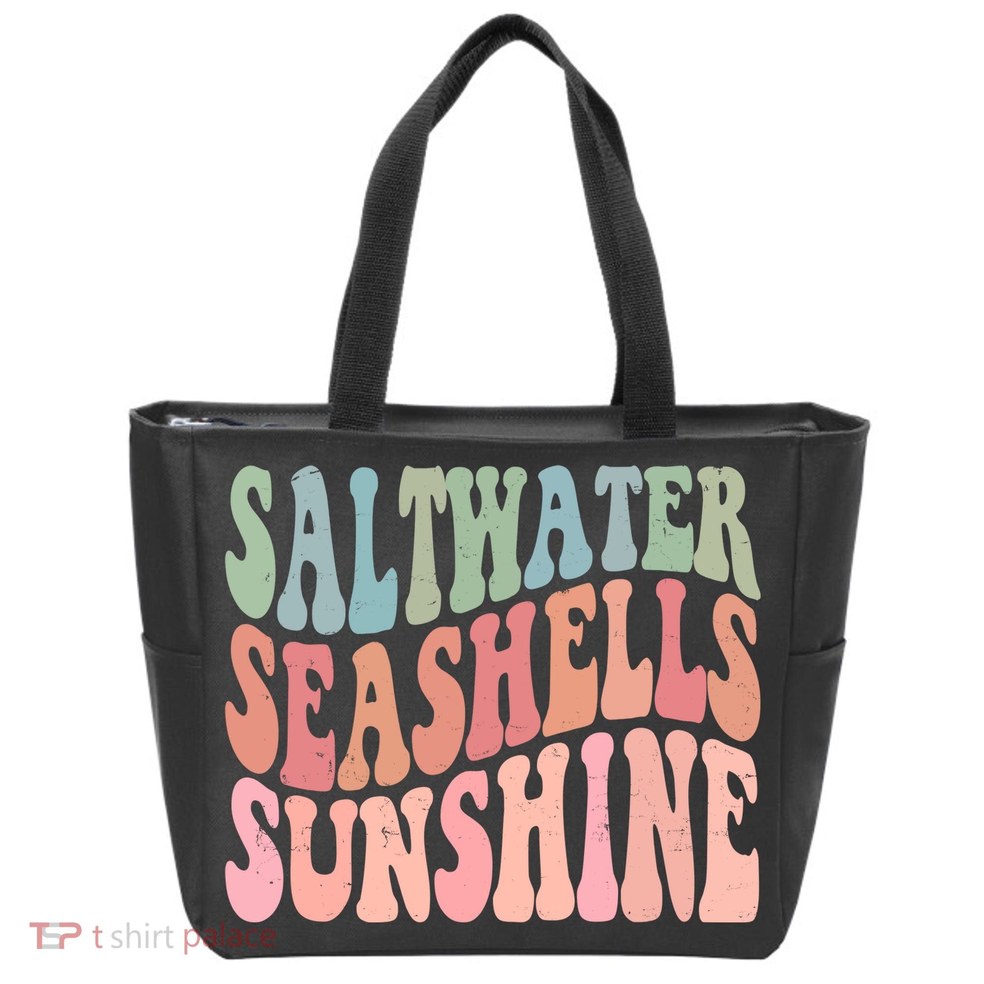 Saltwater Seashells Sunshine Retro Groovy Summer Tote Bag