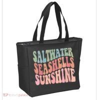 Saltwater Seashells Sunshine Retro Groovy Summer Tote Bag thumb 2