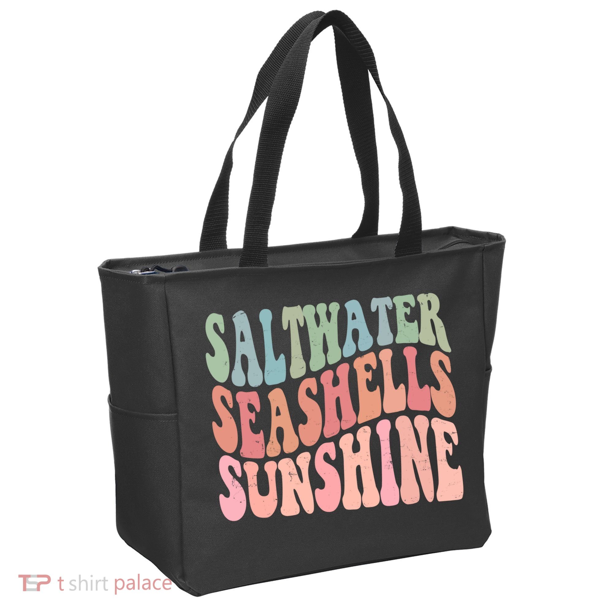 Saltwater Seashells Sunshine Retro Groovy Summer Tote Bag