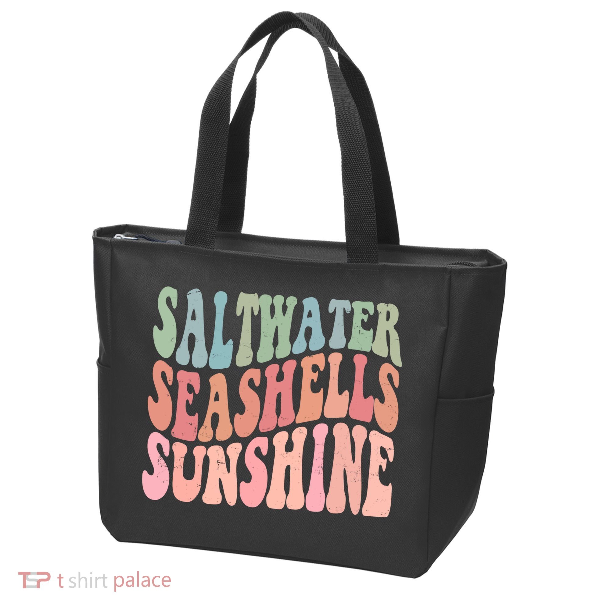 Saltwater Seashells Sunshine Retro Groovy Summer Tote Bag
