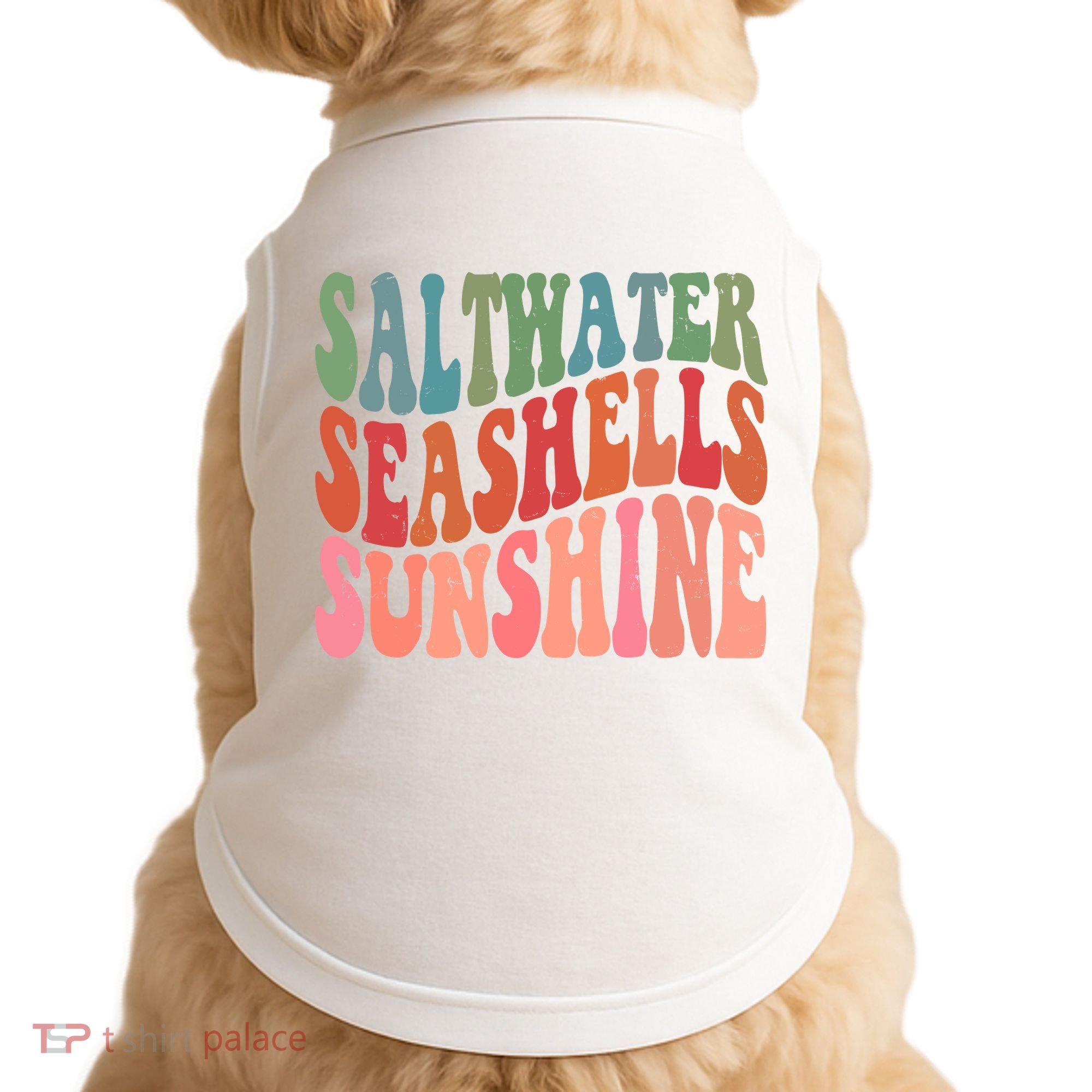 Saltwater Seashells Sunshine Retro Groovy Summer Doggie Tank
