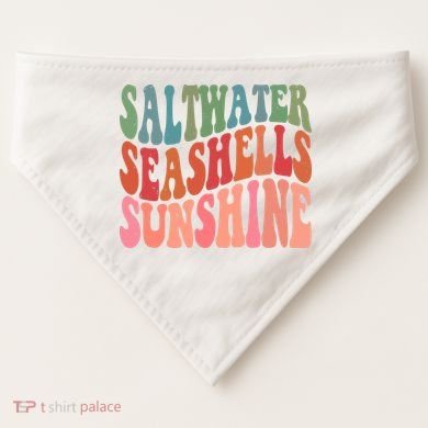 Saltwater Seashells Sunshine Retro Groovy Summer USA-Made Doggie Bandana