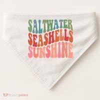 Saltwater Seashells Sunshine Retro Groovy Summer USA-Made Doggie Bandana thumb 0