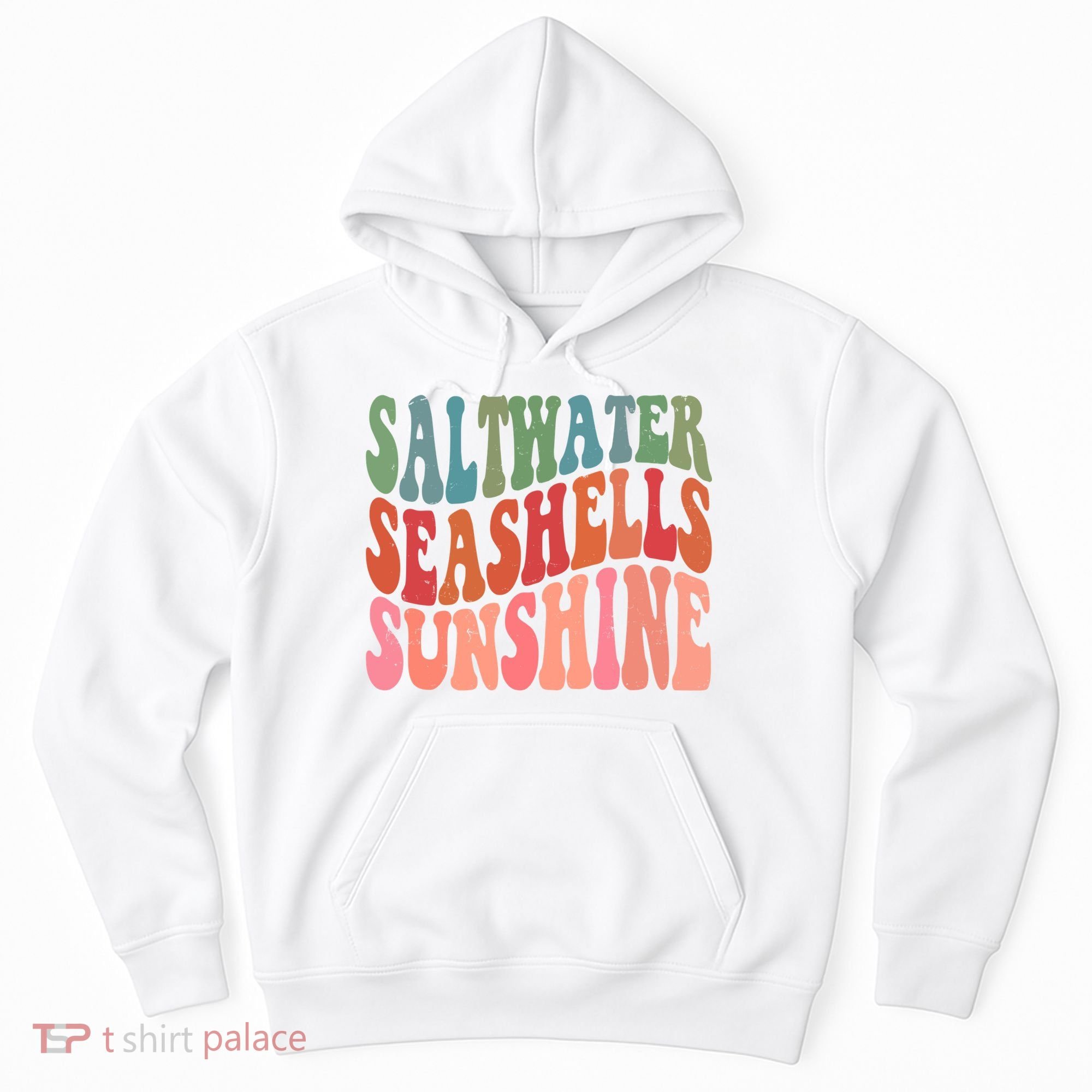 Saltwater Seashells Sunshine Retro Groovy Summer Hoodie