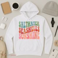 Saltwater Seashells Sunshine Retro Groovy Summer Hoodie thumb 3