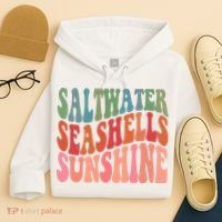 Saltwater Seashells Sunshine Retro Groovy Summer Hoodie thumb 4