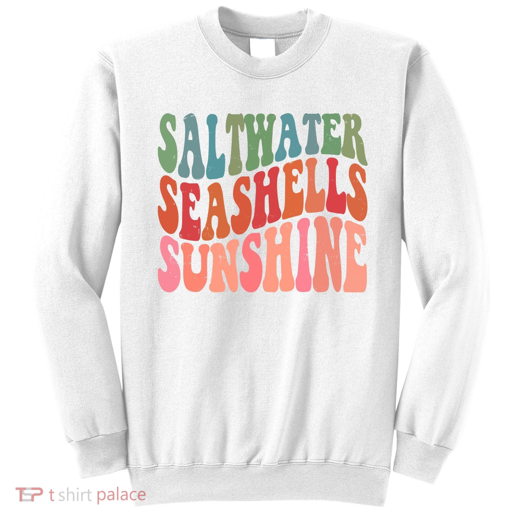 Saltwater Seashells Sunshine Retro Groovy Summer Sweatshirt