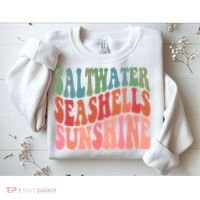 Saltwater Seashells Sunshine Retro Groovy Summer Sweatshirt thumb 2