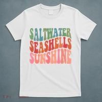 Saltwater Seashells Sunshine Retro Groovy Summer T-Shirt thumb 5