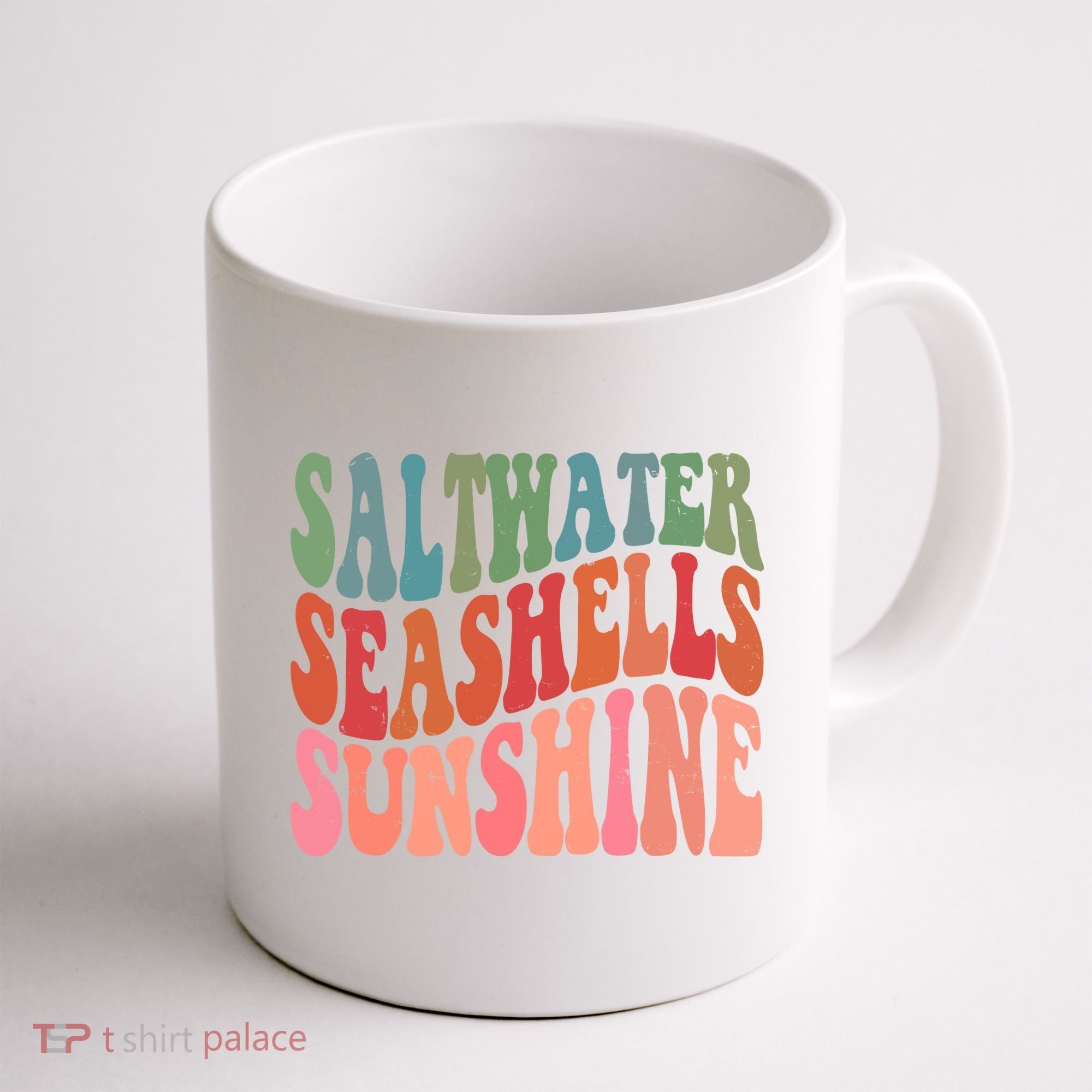 Saltwater Seashells Sunshine Retro Groovy Summer Coffee Mug