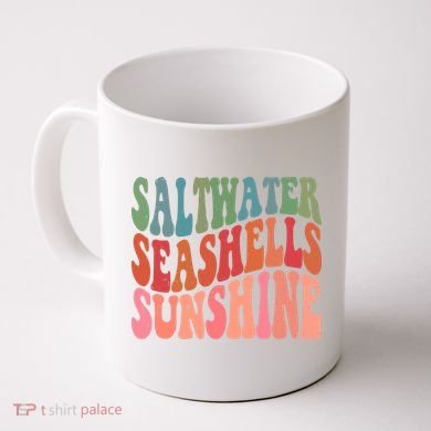 Saltwater Seashells Sunshine Retro Groovy Summer Coffee Mug