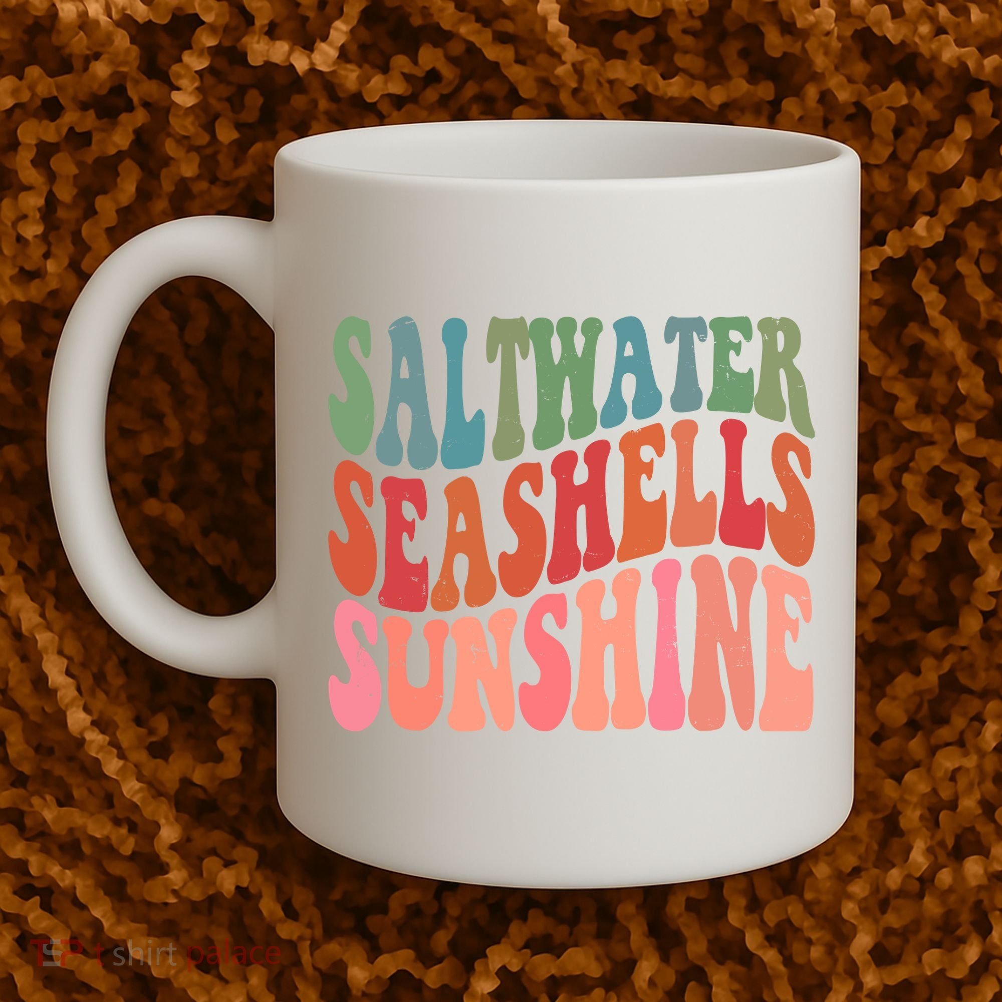 Saltwater Seashells Sunshine Retro Groovy Summer Coffee Mug