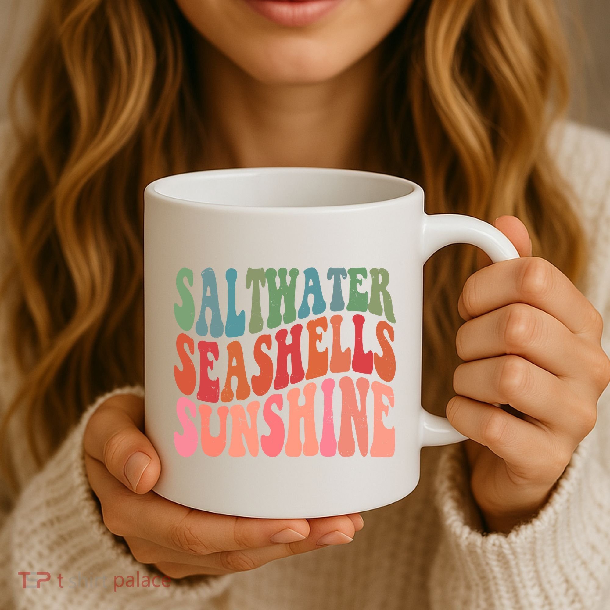 Saltwater Seashells Sunshine Retro Groovy Summer Coffee Mug