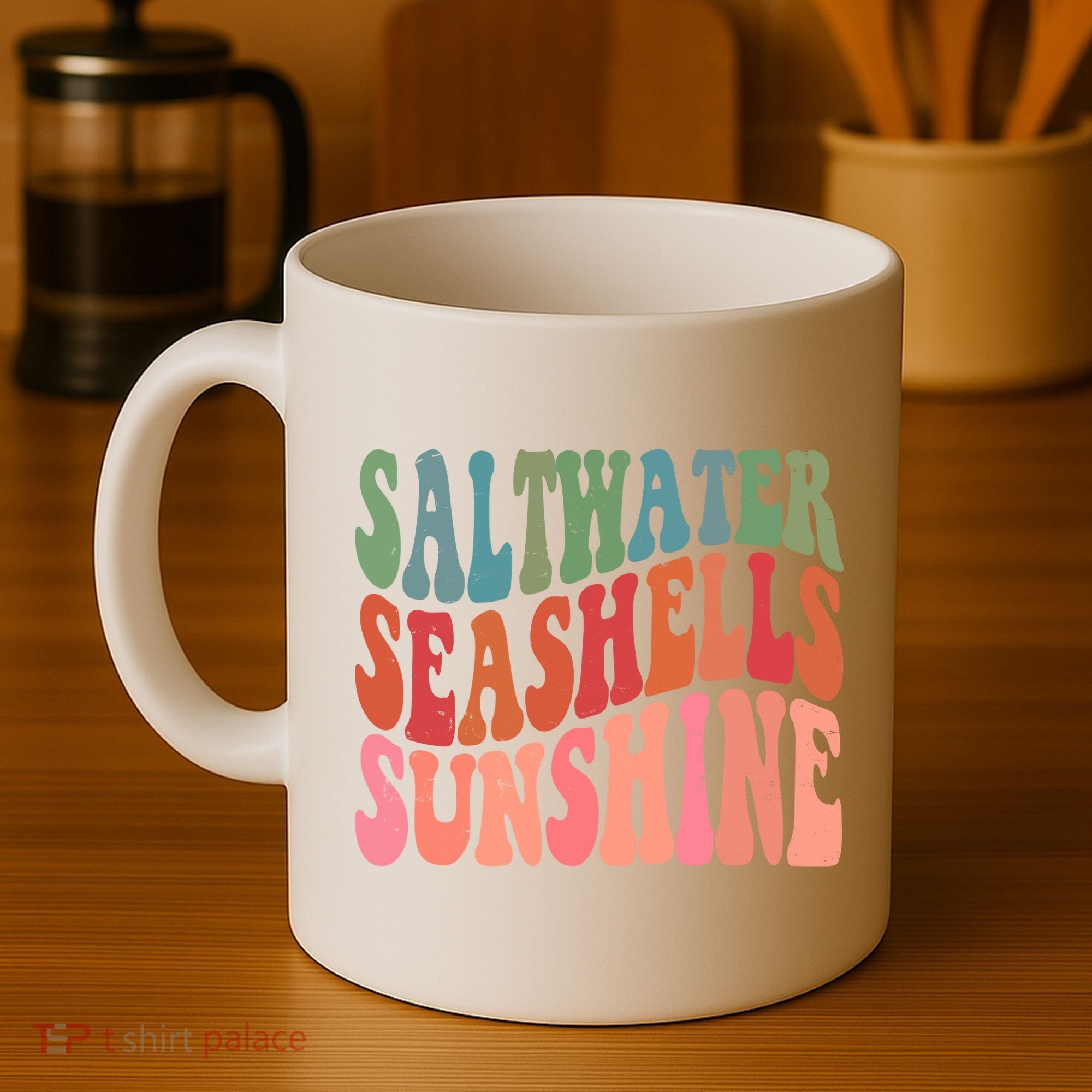 Saltwater Seashells Sunshine Retro Groovy Summer Coffee Mug