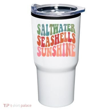 Saltwater Seashells Sunshine Retro Groovy Summer Tumbler
