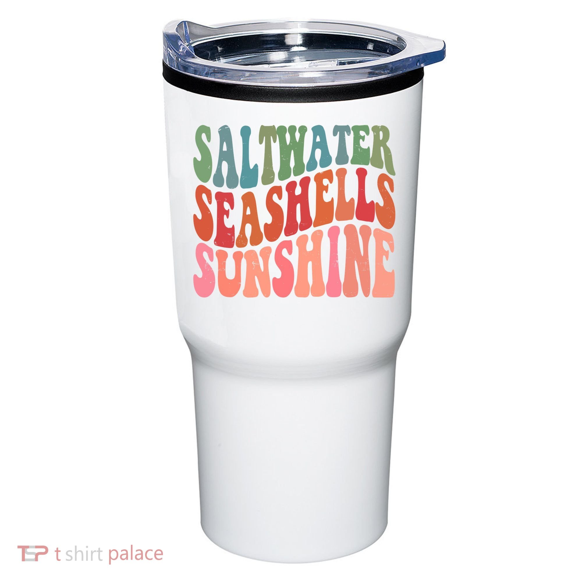 Saltwater Seashells Sunshine Retro Groovy Summer Tumbler