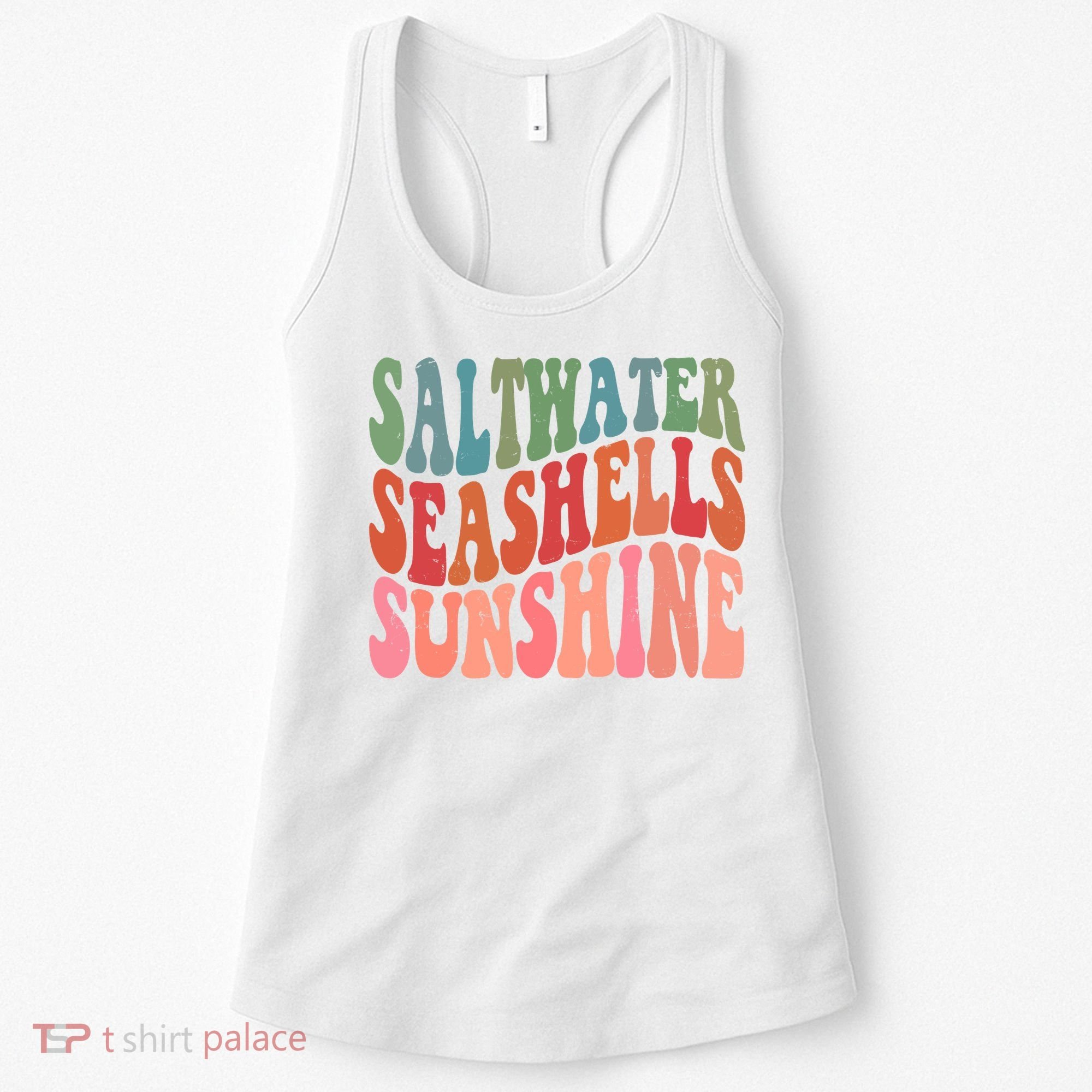Saltwater Seashells Sunshine Retro Groovy Summer Women's Tank Top