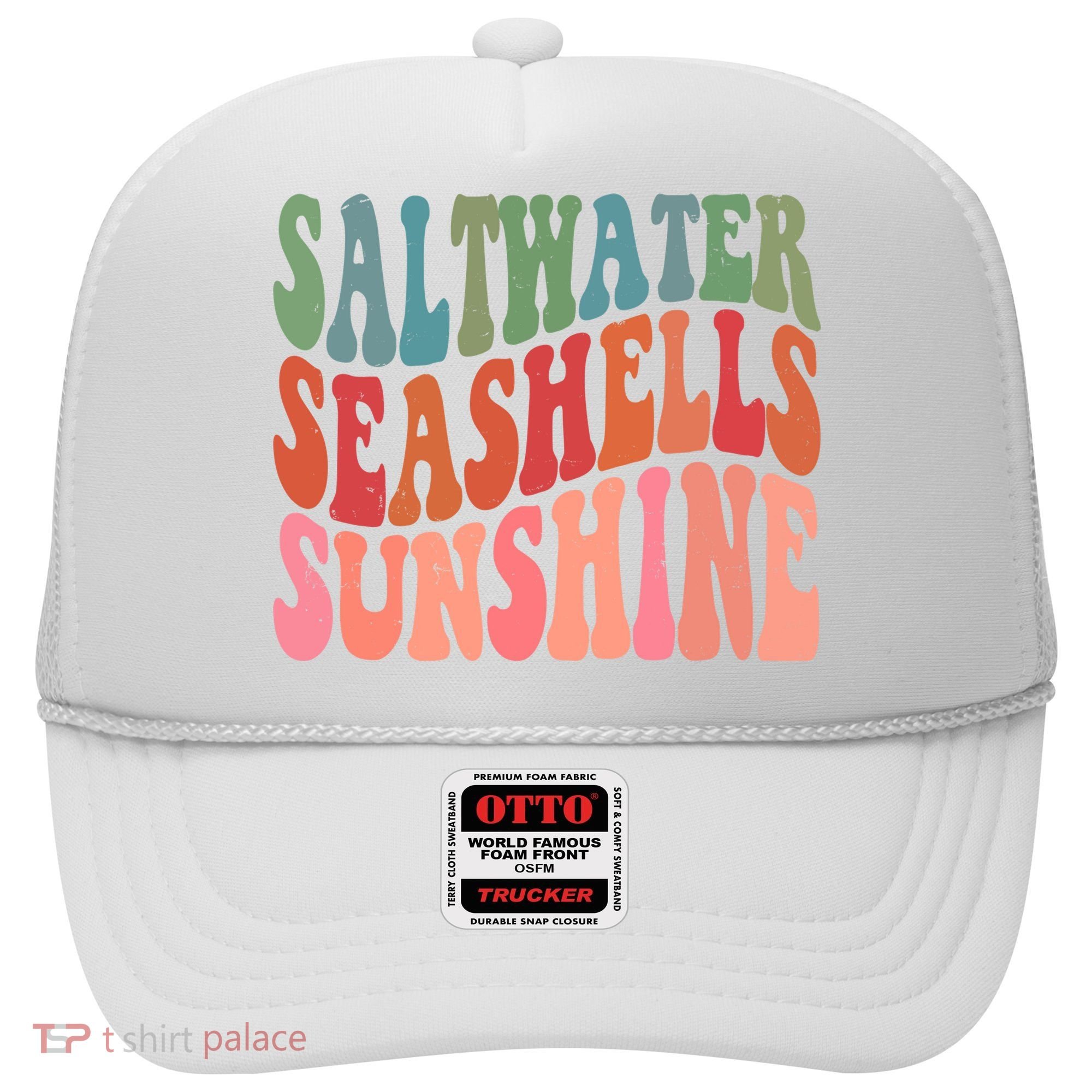 Saltwater Seashells Sunshine Retro Groovy Summer Hat
