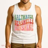 Saltwater Seashells Sunshine Retro Groovy Summer Tank Top thumb 3
