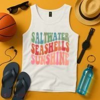 Saltwater Seashells Sunshine Retro Groovy Summer Tank Top thumb 4