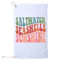 Saltwater Seashells Sunshine Retro Groovy Summer Golf Towel thumb 0