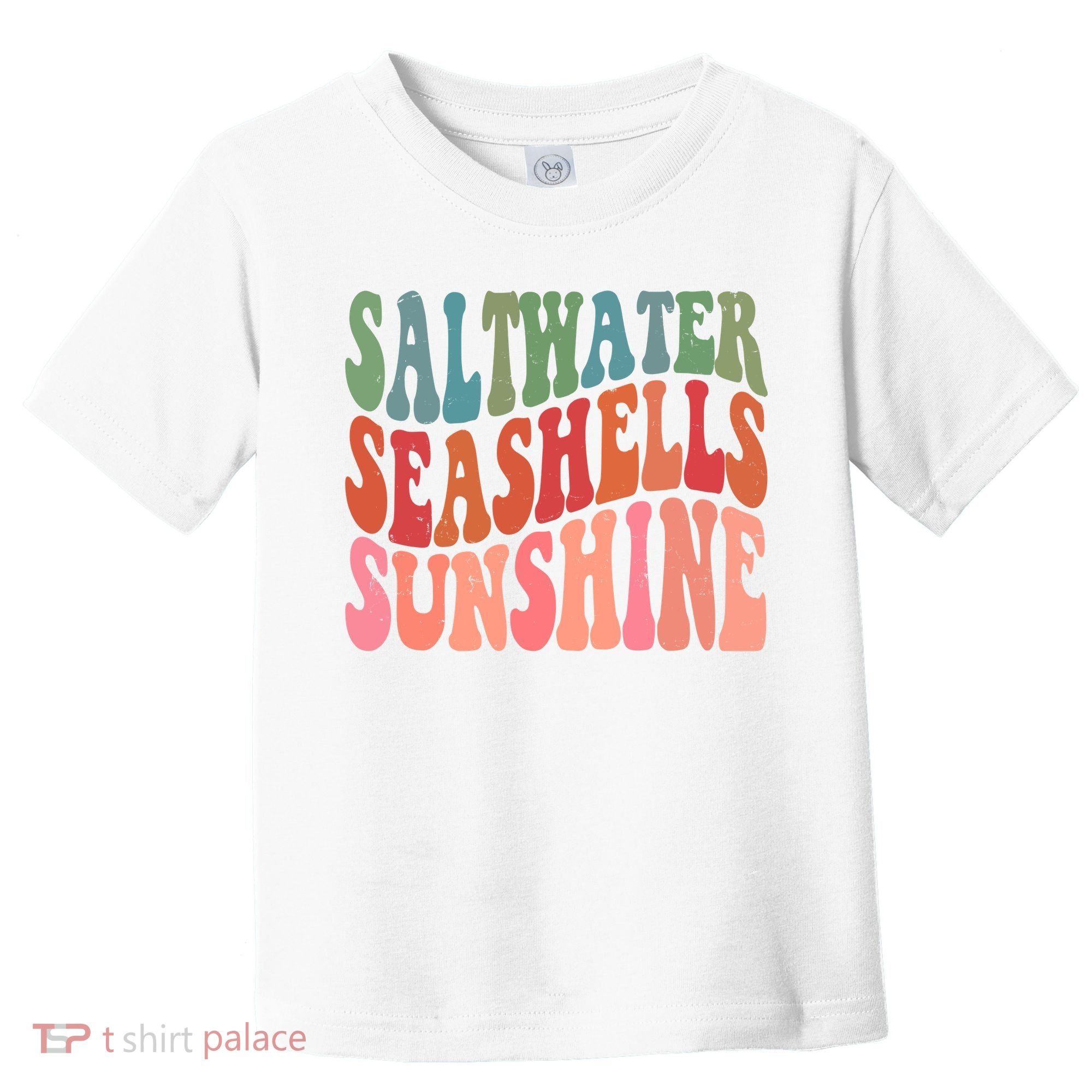 Saltwater Seashells Sunshine Retro Groovy Summer Toddler T-Shirt