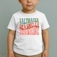 Saltwater Seashells Sunshine Retro Groovy Summer Toddler T-Shirt thumb 2