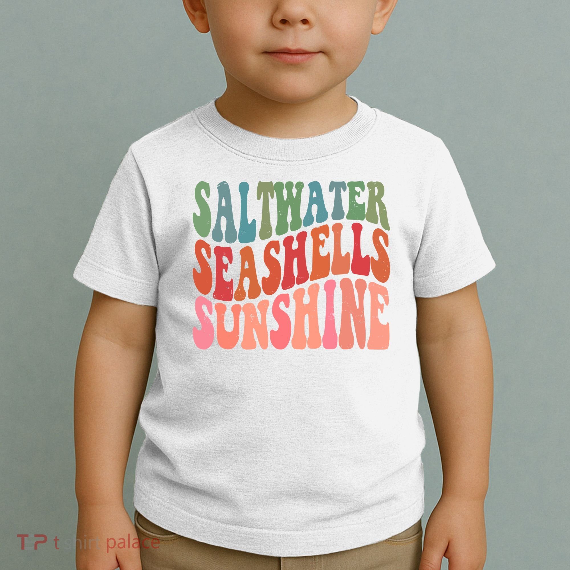 Saltwater Seashells Sunshine Retro Groovy Summer Toddler T-Shirt