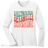 Saltwater Seashells Sunshine Retro Groovy Summer Women's Long Sleeve Shirt thumb 0