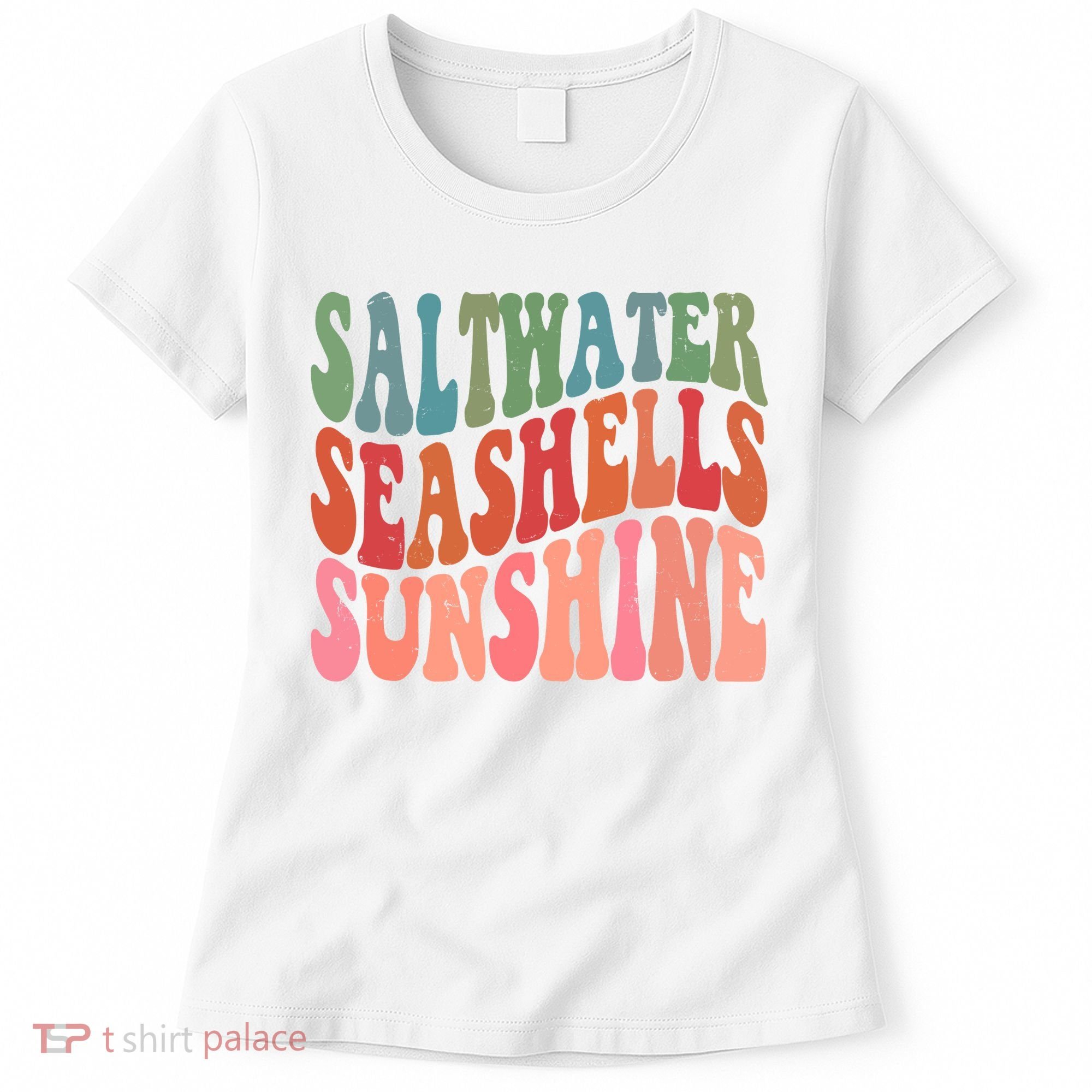 Saltwater Seashells Sunshine Retro Groovy Summer Women's T-Shirt