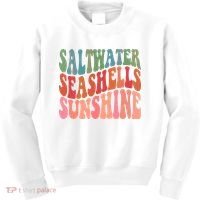 Saltwater Seashells Sunshine Retro Groovy Summer Kids Sweatshirt thumb 0