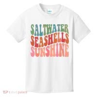 Saltwater Seashells Sunshine Retro Groovy Summer Kids T-Shirt thumb 0