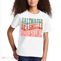 Saltwater Seashells Sunshine Retro Groovy Summer Kids T-Shirt thumb 2