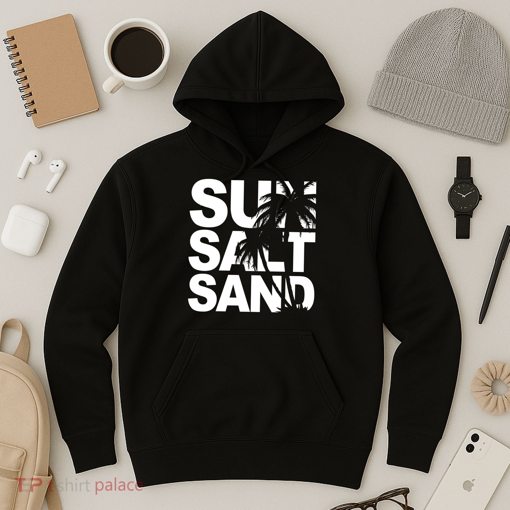 Sun Salt Sand Summer Palm Tree Hoodie