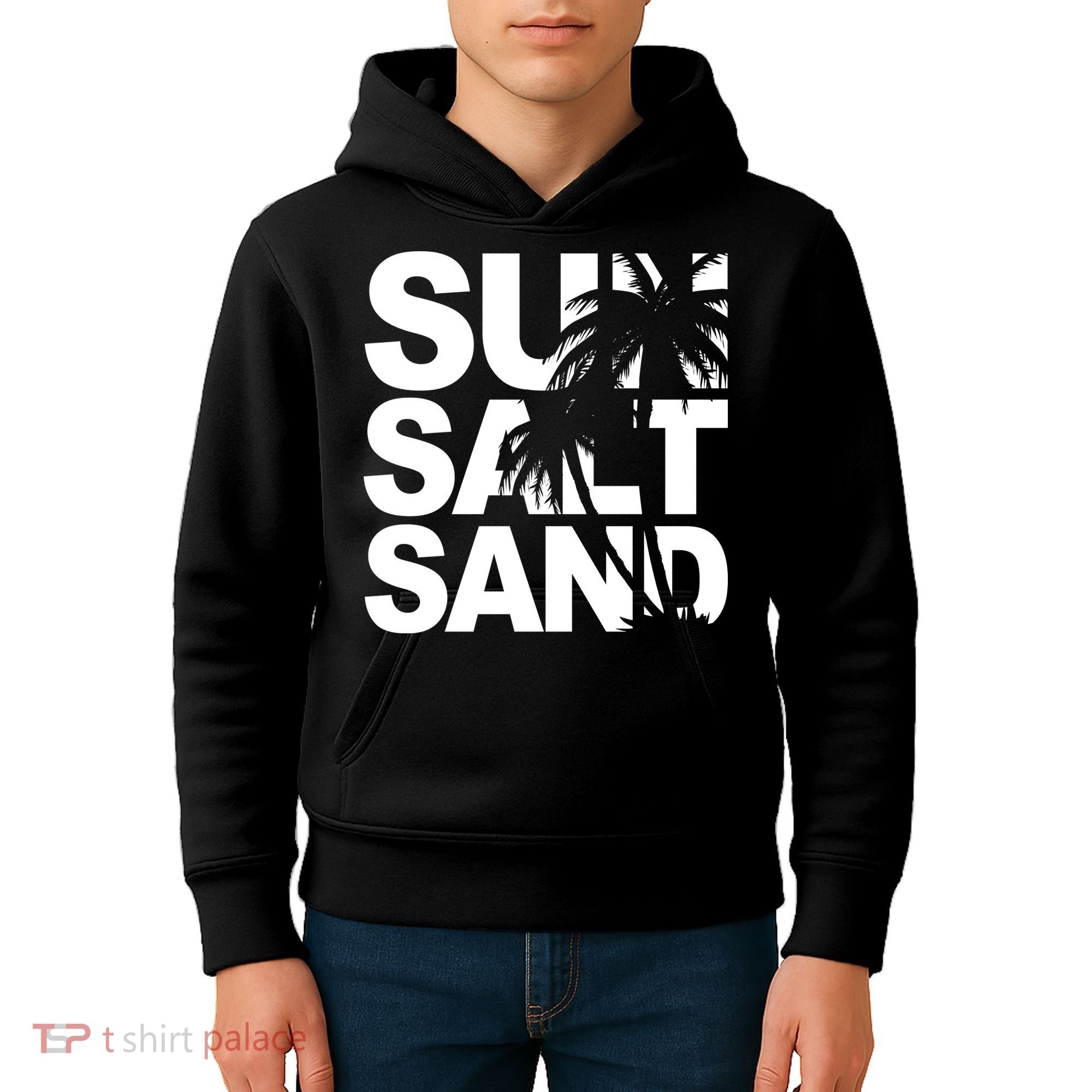 Sun Salt Sand Summer Palm Tree Kids Hoodie