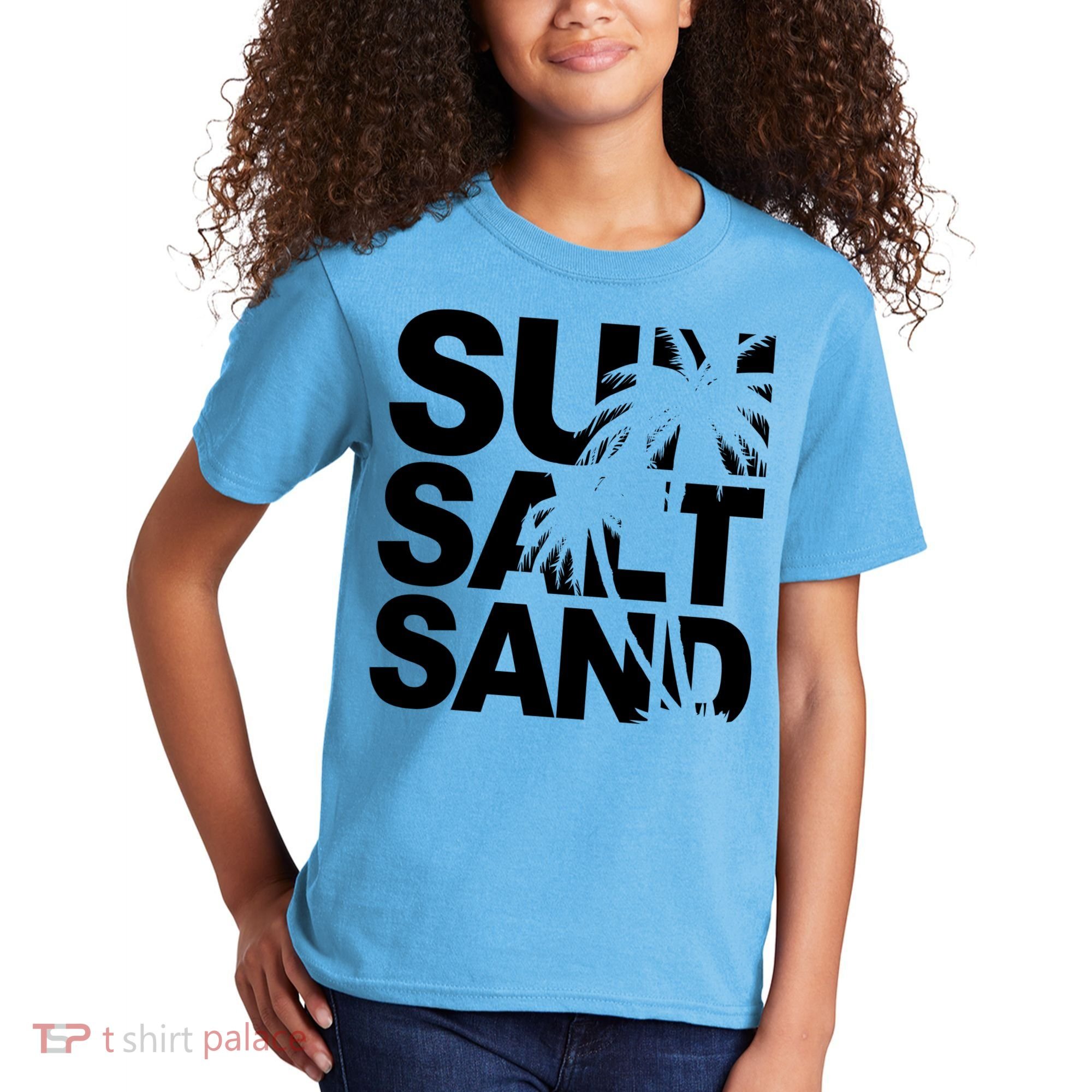 Sun Salt Sand Summer Palm Tree Kids T-Shirt