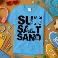 Sun Salt Sand Summer Palm Tree Kids T-Shirt thumb 3