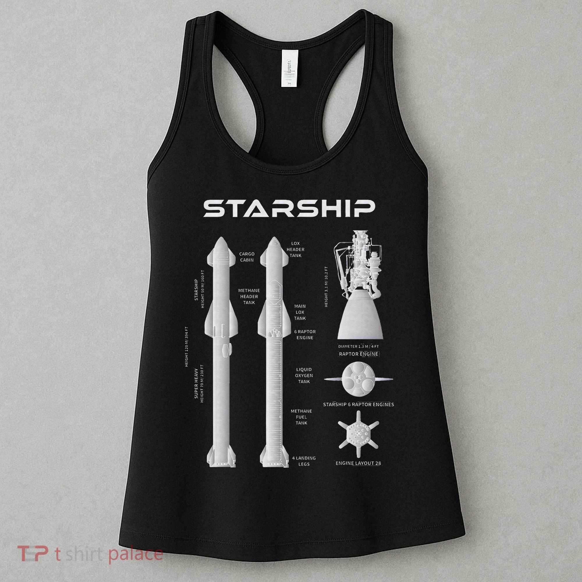 Superheavy Starship Sn15 T Starship To The Mars Mission Women's Tank Top