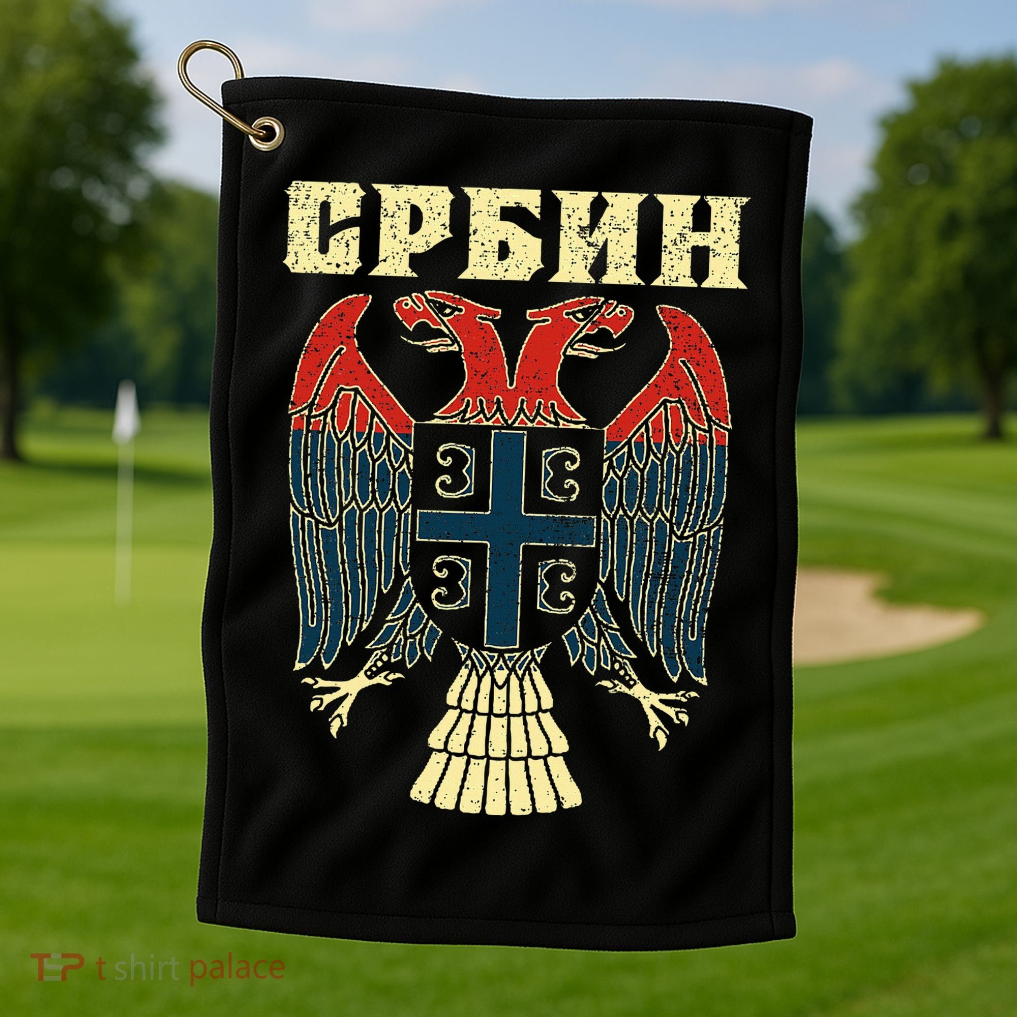 Serbia Srbija Serbian Serbian Eagle Flag Cccc Cyrillic Golf Towel