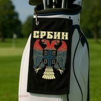 Serbia Srbija Serbian Serbian Eagle Flag Cccc Cyrillic Golf Towel thumb 2
