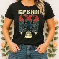 Serbia Srbija Serbian Serbian Eagle Flag Cccc Cyrillic Women's T-Shirt thumb 2