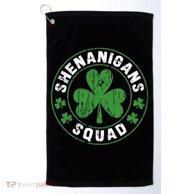 Shenanigans Squad Shamrocks Irish Funny St Patricks Day Golf Towel