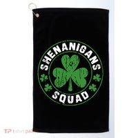 Shenanigans Squad Shamrocks Irish Funny St Patricks Day Golf Towel thumb 0
