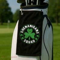 Shenanigans Squad Shamrocks Irish Funny St Patricks Day Golf Towel thumb 2