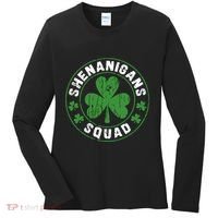 Shenanigans Squad Shamrocks Irish Funny St Patricks Day Women's Long Sleeve Shirt thumb 0