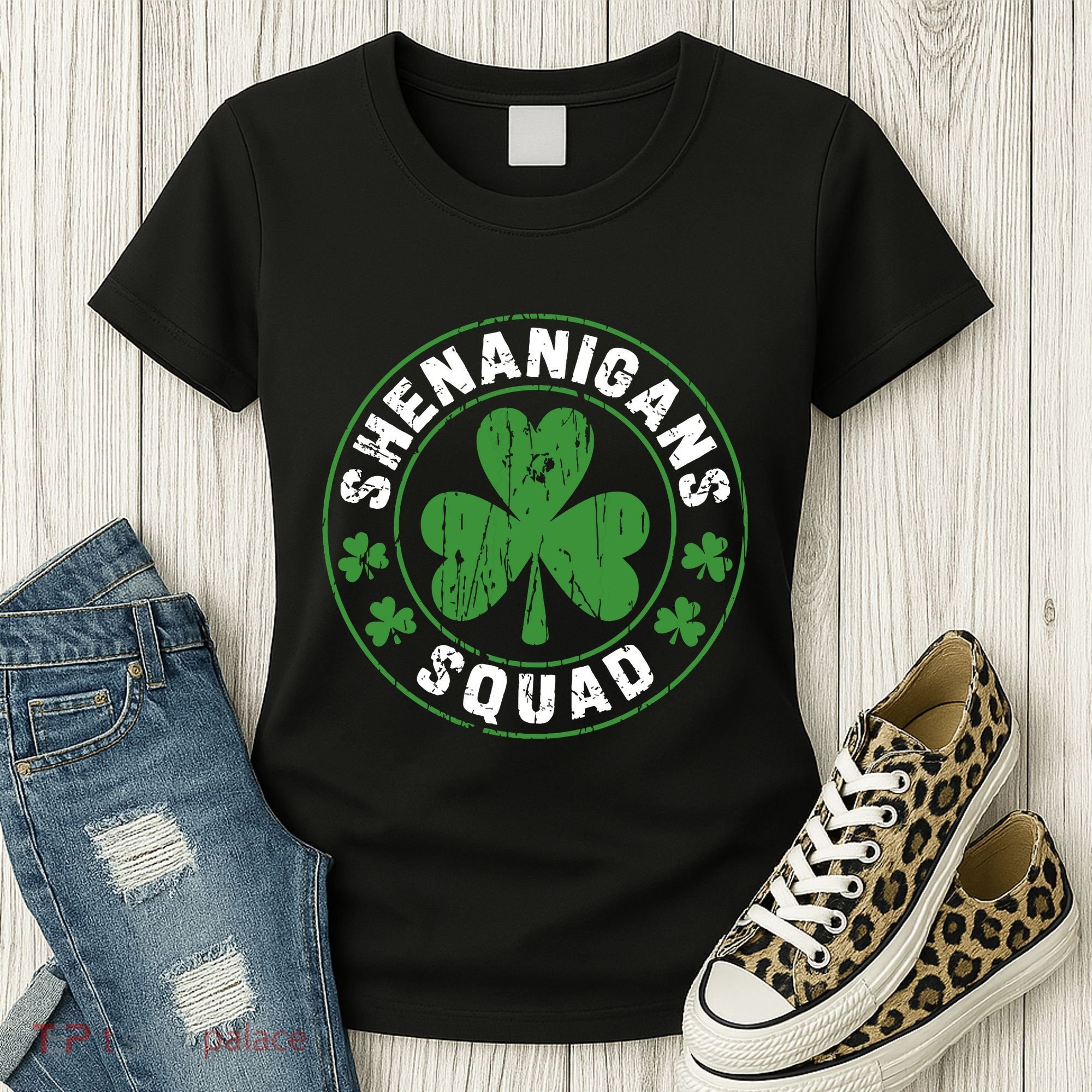 Shenanigans Squad Shamrocks Irish Funny St Patricks Day Women's T-Shirt